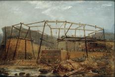 Construction of Seaham Harbour, 1830-Robert Mackreth-Framed Premier Image Canvas