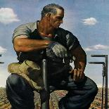 "Farmer on Tractor," Country Gentleman Cover, May 1, 1944-Robert Riggs-Framed Giclee Print