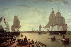 A Frigate Anchored in the Mersey (River in the North West of England). Fort Perch Rock is Visible O-Robert Salmon-Giclee Print