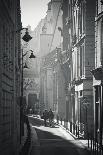 Two People Walking Up Sunny Side Street Near St Michel Notre Dame in Paris, France-Robert Such-Photographic Print