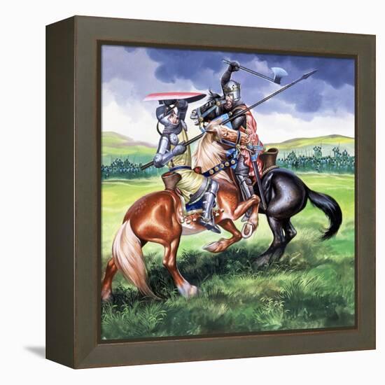 Robert the Bruce, King of Scotland About to Kill Sir Henry De Bohum-Ron Embleton-Framed Premier Image Canvas