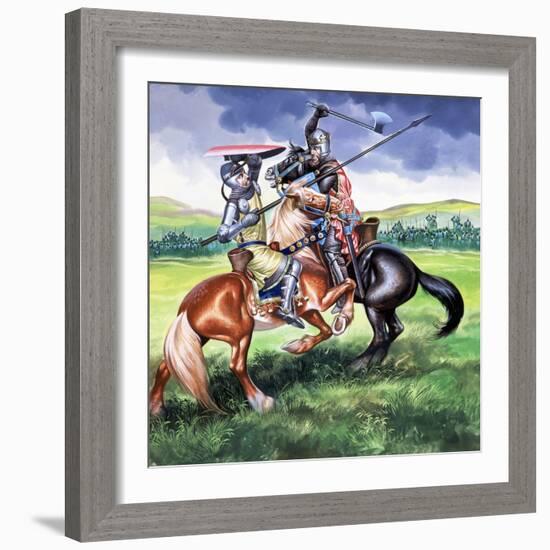 Robert the Bruce, King of Scotland About to Kill Sir Henry De Bohum-Ron Embleton-Framed Giclee Print