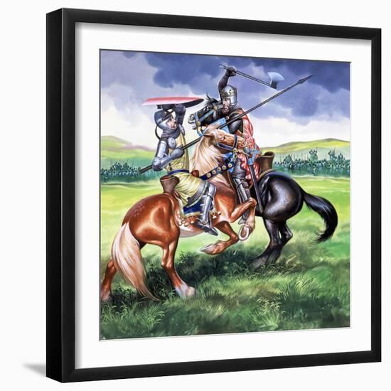 Robert the Bruce, King of Scotland About to Kill Sir Henry De Bohum-Ron Embleton-Framed Giclee Print