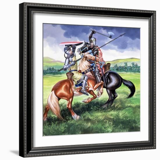 Robert the Bruce, King of Scotland About to Kill Sir Henry De Bohum-Ron Embleton-Framed Giclee Print