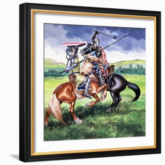 Robert the Bruce, King of Scotland About to Kill Sir Henry De Bohum-Ron Embleton-Framed Giclee Print