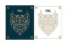 Vintage Owl. Retro Vector Design Graphic Element for Badge, Emblem, Logo, Insignia, Sign, Identity,-Roberto Castillo-Mounted Art Print