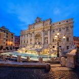 Panorama of Trevi Fountain Illuminated by Street Lamps and the Lights at Dusk, Rome, Lazio-Roberto Moiola-Photographic Print