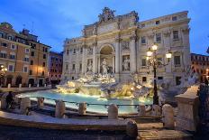 View of Trevi Fountain Illuminated by Street Lamps and the Lights of Dusk, Rome, Lazio-Roberto Moiola-Photographic Print