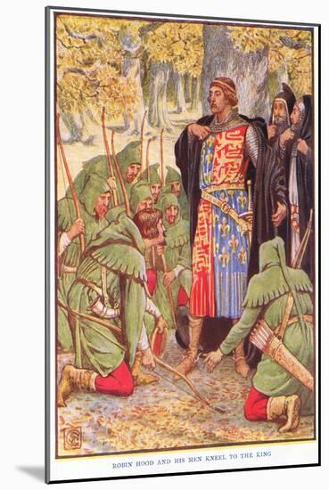 Robin and His Men Kneel to the King, C.1920-Walter Crane-Mounted Giclee Print