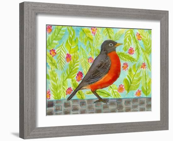 Robin Bird Watercolor-null-Framed Art Print