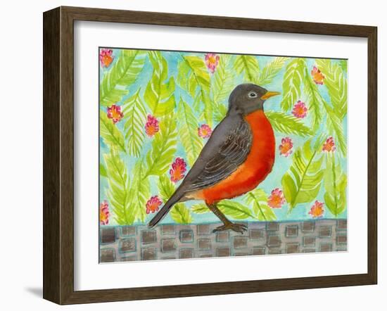 Robin Bird Watercolor-null-Framed Art Print