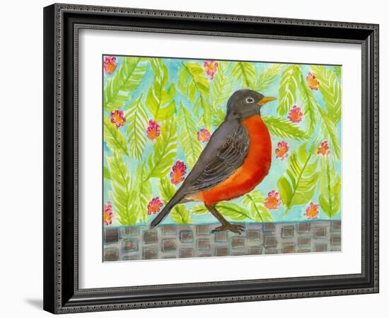 Robin Bird Watercolor-null-Framed Art Print