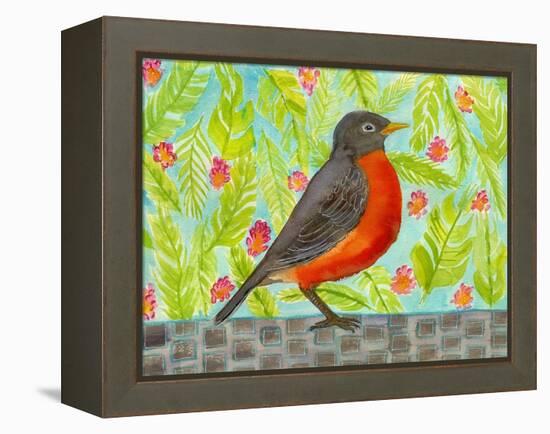 Robin Bird Watercolor-null-Framed Stretched Canvas