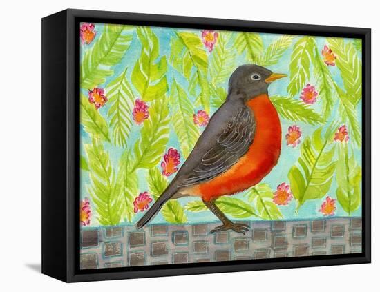 Robin Bird Watercolor-null-Framed Stretched Canvas