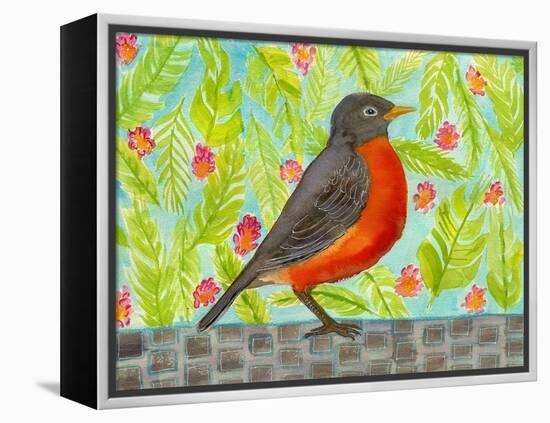 Robin Bird Watercolor-null-Framed Stretched Canvas