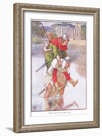 Robin Hood and Father Tuck, C.1920-Walter Crane-Framed Giclee Print