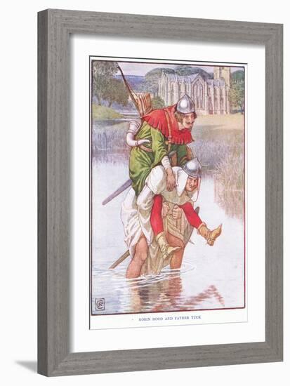 Robin Hood and Father Tuck, C.1920-Walter Crane-Framed Giclee Print