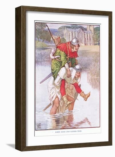 Robin Hood and Father Tuck, C.1920-Walter Crane-Framed Giclee Print