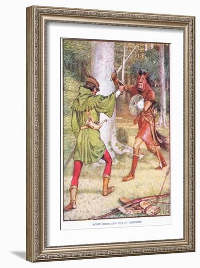 Robin Hood and Guy of Gisborne, C.1920-Walter Crane-Framed Giclee Print