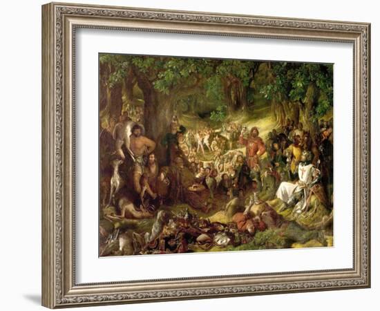 Robin Hood and His Merry Men Entertaining Richard the Lionheart in Sherwood Forest, 1839-Daniel Maclise-Framed Giclee Print