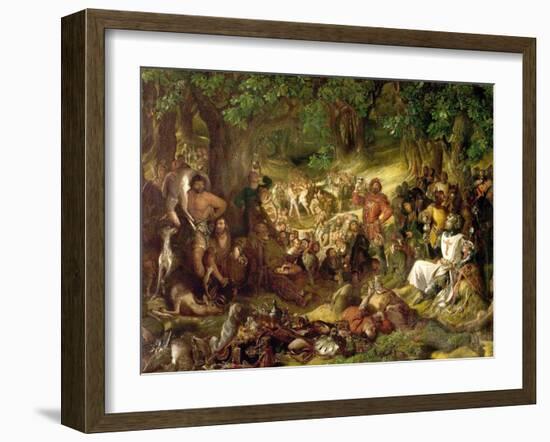 Robin Hood and His Merry Men Entertaining Richard the Lionheart in Sherwood Forest, 1839-Daniel Maclise-Framed Giclee Print