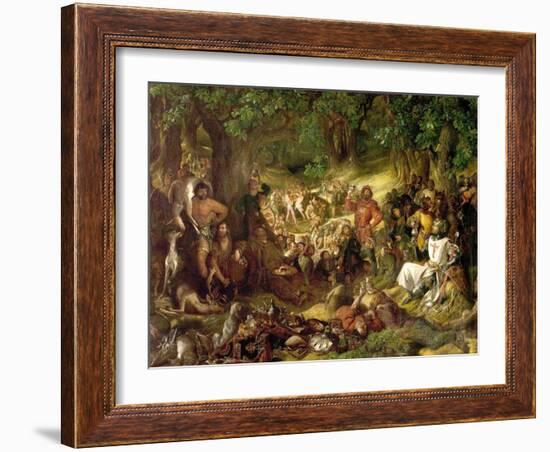Robin Hood and His Merry Men Entertaining Richard the Lionheart in Sherwood Forest, 1839-Daniel Maclise-Framed Giclee Print