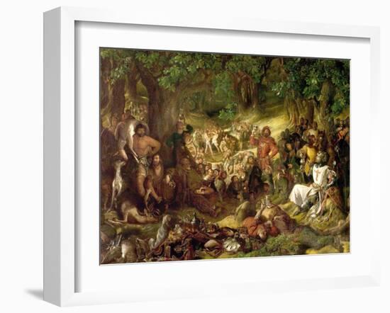 Robin Hood and His Merry Men Entertaining Richard the Lionheart in Sherwood Forest, 1839-Daniel Maclise-Framed Giclee Print