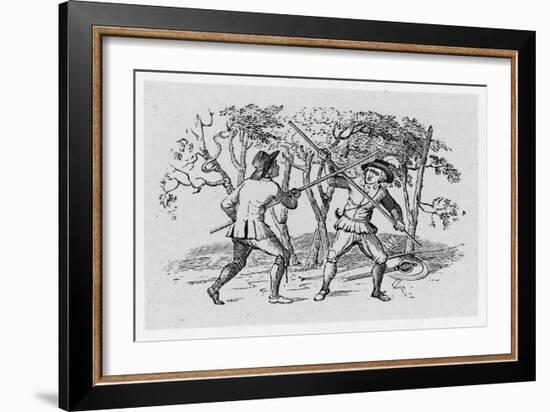 Robin Hood and the Tanner Fight with Quarterstaffs-Thomas Bewick-Framed Premium Giclee Print