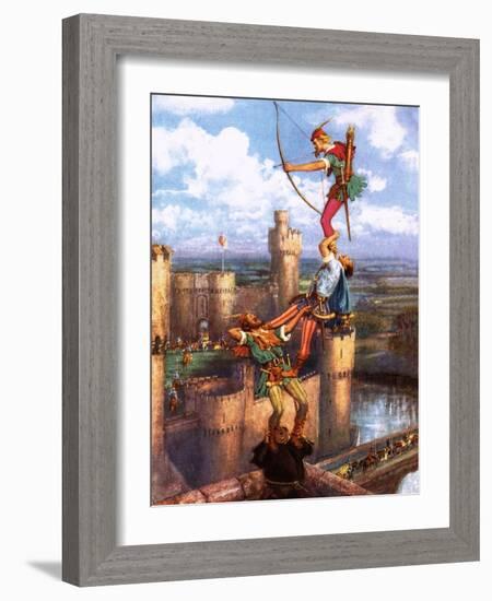 Robin Hood Shooting into Nottingham Castle-John Millar Watt-Framed Giclee Print