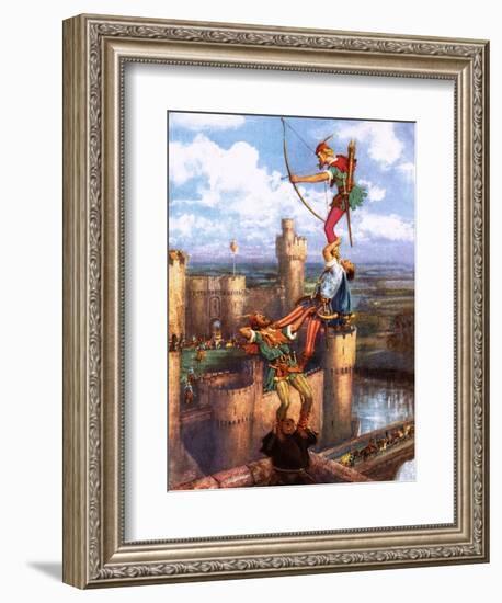 Robin Hood Shooting into Nottingham Castle-John Millar Watt-Framed Giclee Print