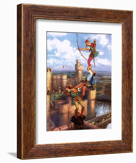 Robin Hood Shooting into Nottingham Castle-John Millar Watt-Framed Giclee Print