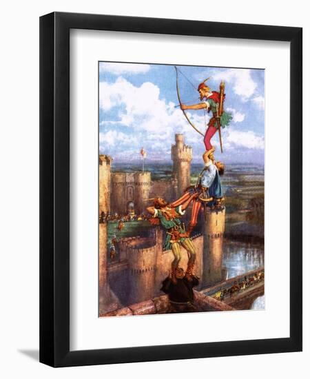 Robin Hood Shooting into Nottingham Castle-John Millar Watt-Framed Giclee Print