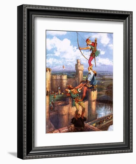 Robin Hood Shooting into Nottingham Castle-John Millar Watt-Framed Giclee Print