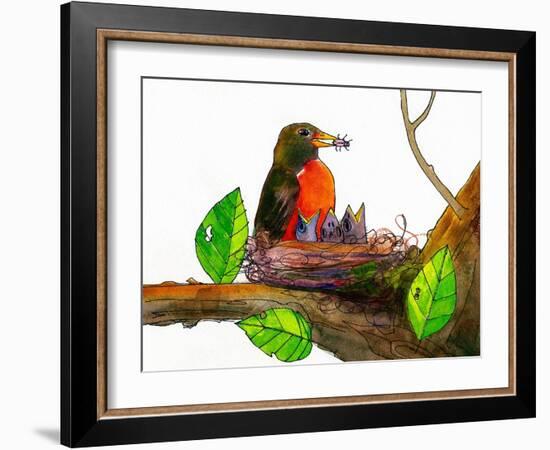 Robin Love Bug Print-Blenda Tyvoll-Framed Art Print