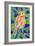 Robin on Stained Glass-Pat Scott-Framed Giclee Print