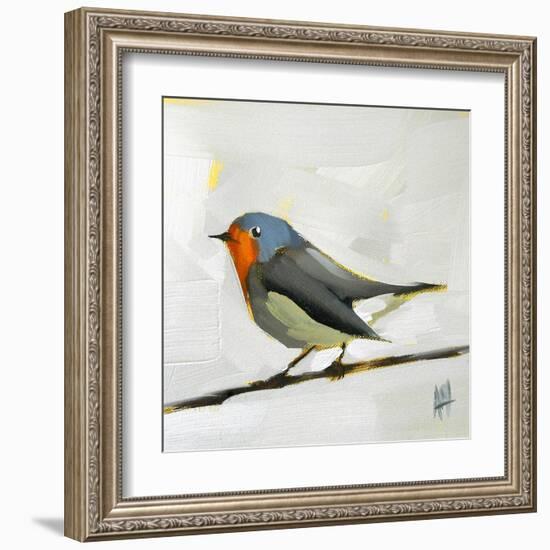 Robin on Wire-Angela Moulton-Framed Art Print