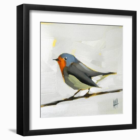 Robin on Wire-Angela Moulton-Framed Art Print