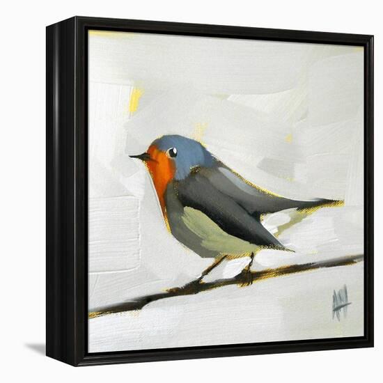 Robin on Wire-Angela Moulton-Framed Stretched Canvas