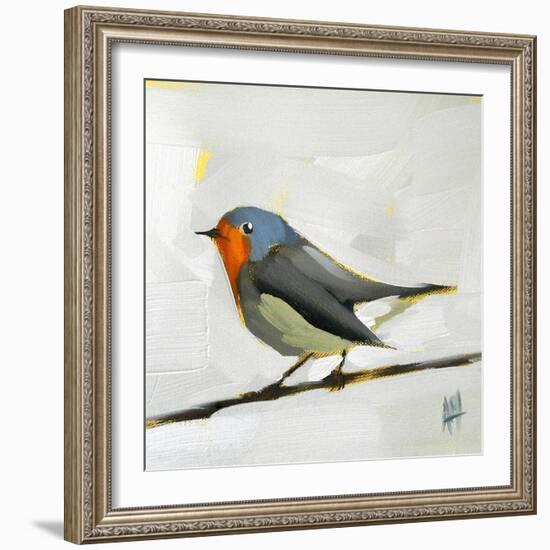 Robin on Wire-Angela Moulton-Framed Art Print