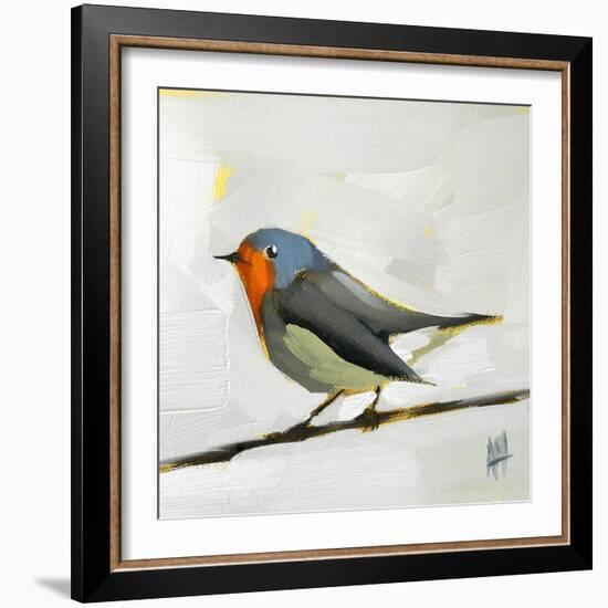 Robin on Wire-Angela Moulton-Framed Art Print