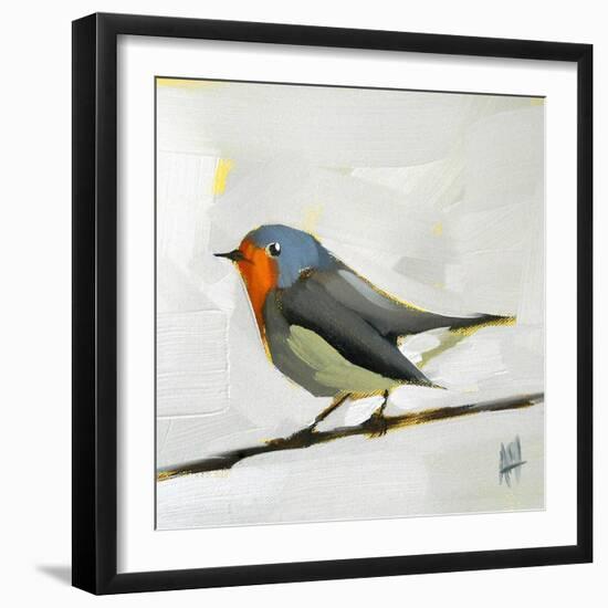 Robin on Wire-Angela Moulton-Framed Art Print