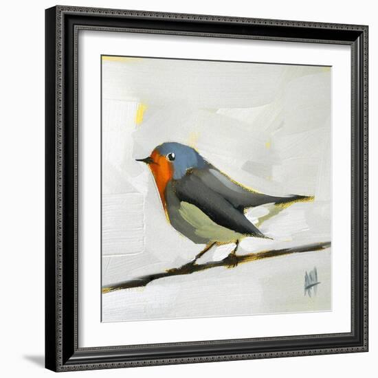 Robin on Wire-Angela Moulton-Framed Art Print