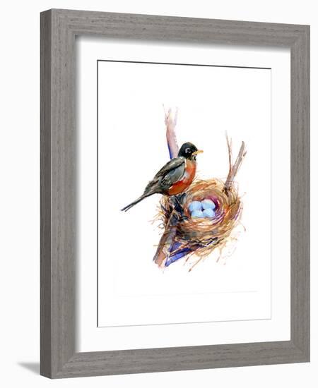 Robin with Nest;2016-John Keeling-Framed Giclee Print
