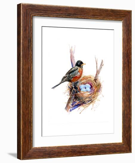 Robin with Nest;2016-John Keeling-Framed Giclee Print