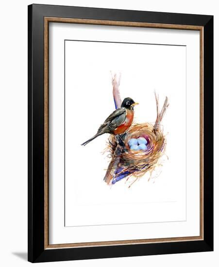 Robin with Nest;2016-John Keeling-Framed Giclee Print