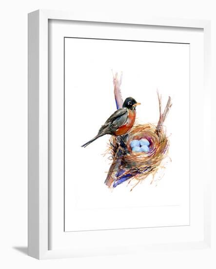 Robin with Nest;2016-John Keeling-Framed Giclee Print