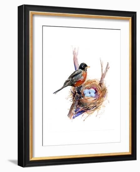 Robin with Nest;2016-John Keeling-Framed Giclee Print