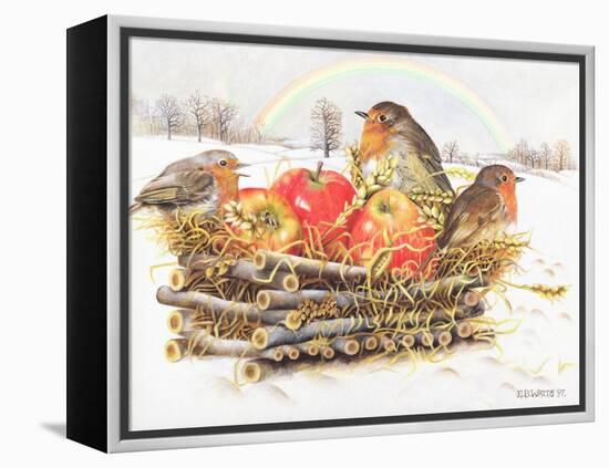 Robins with Apples, 1997-E.B. Watts-Framed Premier Image Canvas