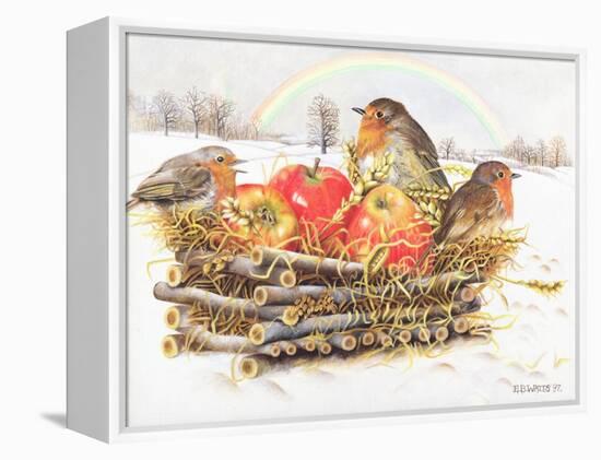 Robins with Apples, 1997-E.B. Watts-Framed Premier Image Canvas