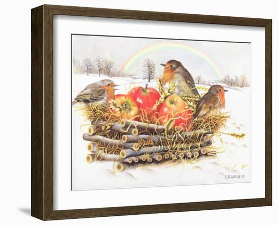 Robins with Apples, 1997-E.B. Watts-Framed Giclee Print